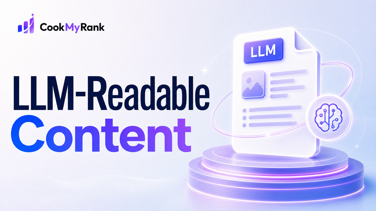 Abstract representation of data flowing into a large language model (LLM) with AI search results emerging, symbolizing LLM-readable content and its impact on AI search optimization.